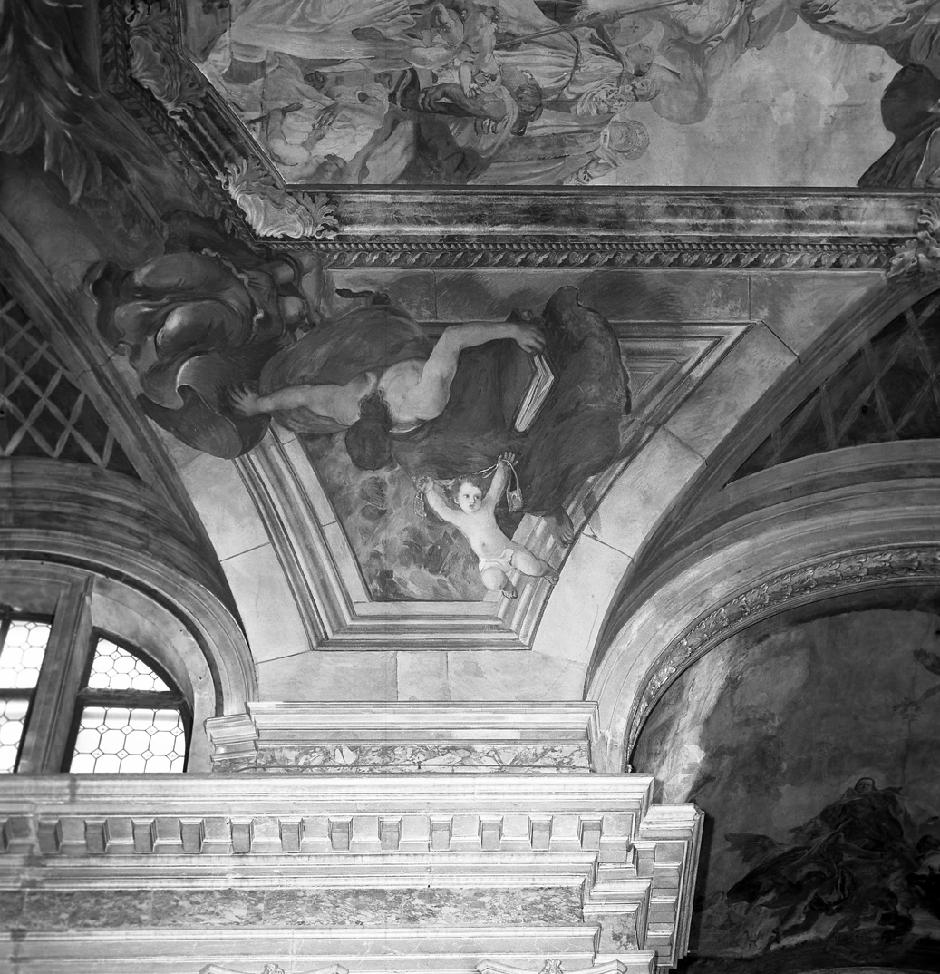  57-Ettore Tito-elemento d'insieme di Tito Ettore-finte architetture con santi e angioletti -Chiesa di s. Maria di Nazareth, Venezia  